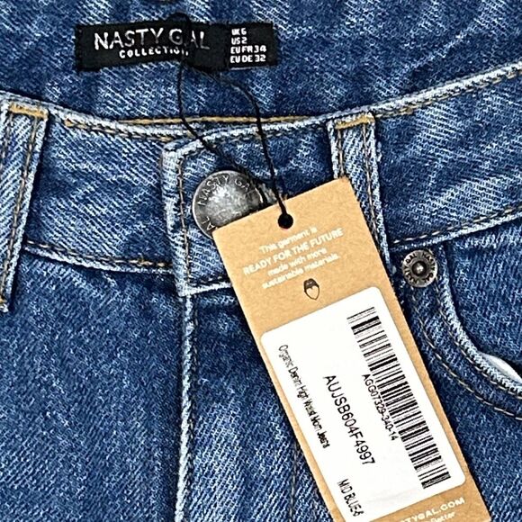 Nasty Gal Organic Denim High Waisted Mom Jeans - Sz 2 NWT - Picture 2 of 7